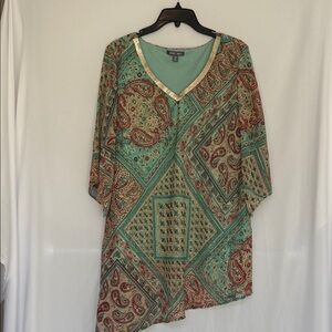 Roz &Ali  Green and Gold Paisley Tunic